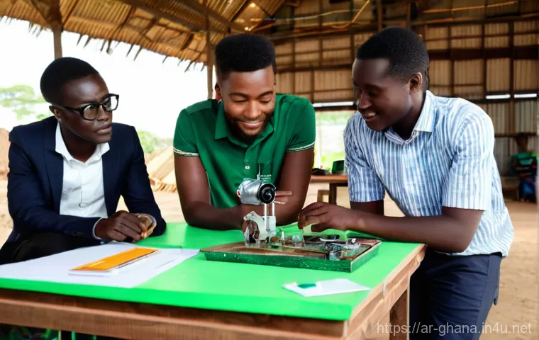 가나의 기후 변화와 환경 보호 정책 - **Prompt:** A dynamic and hopeful scene showcasing Ghana's "Green Ghana" tree-planting initiative. A...
